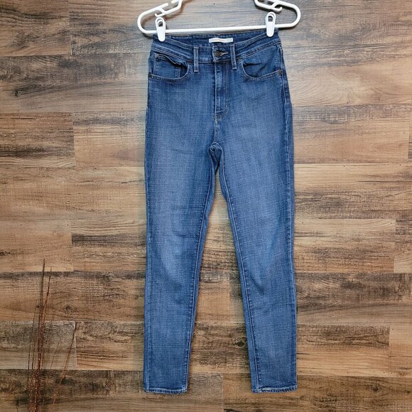 Levi's Jeans Size 27 High Rise Skinny 721 Medium Dark Wash Stretch Denim Western - Picture 1 of 11